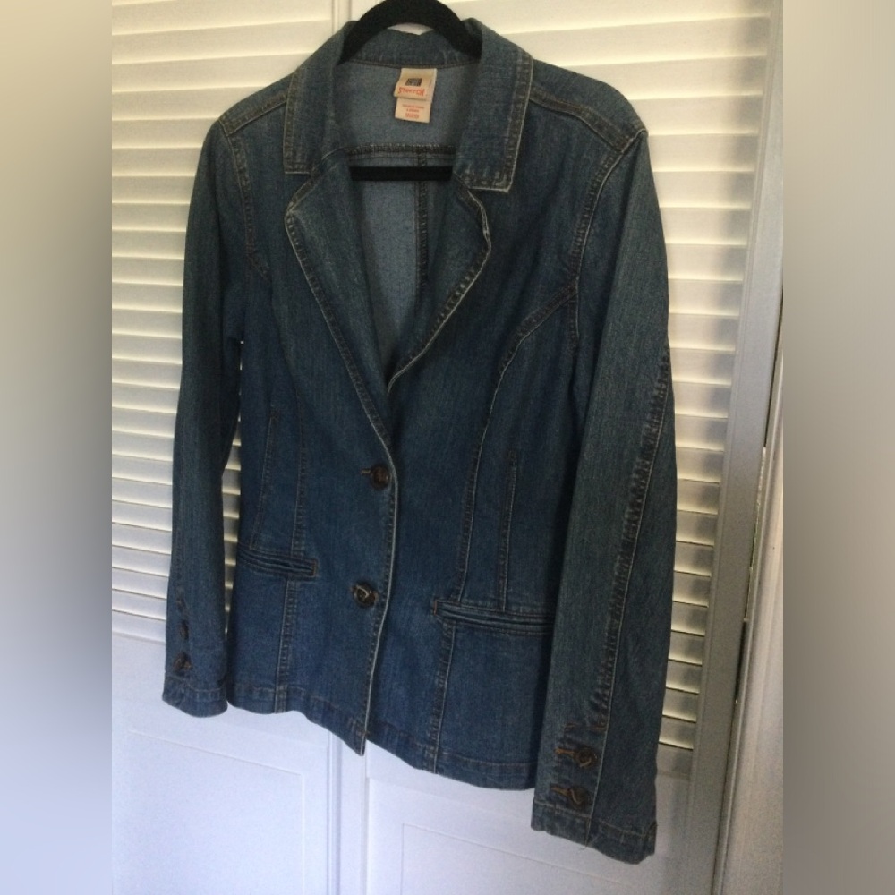 Faded Glory Distressed Denim Jacket, Size M